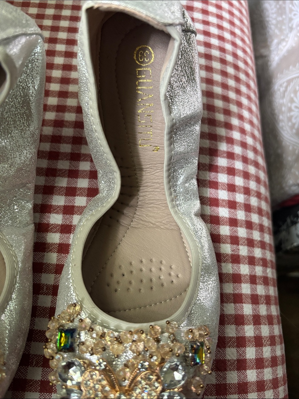 Silver Jewel Butterfly Pointed Flats - Picture 5 of 7